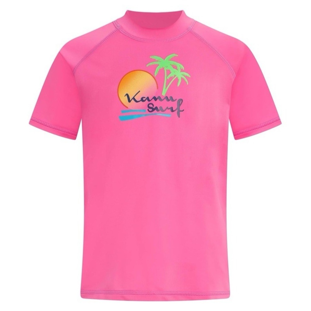 Kanu Surf Girls' Jade Rash Guard‎ UPF 50+ Sun Protection Swim Shirt Pink Sz 12
